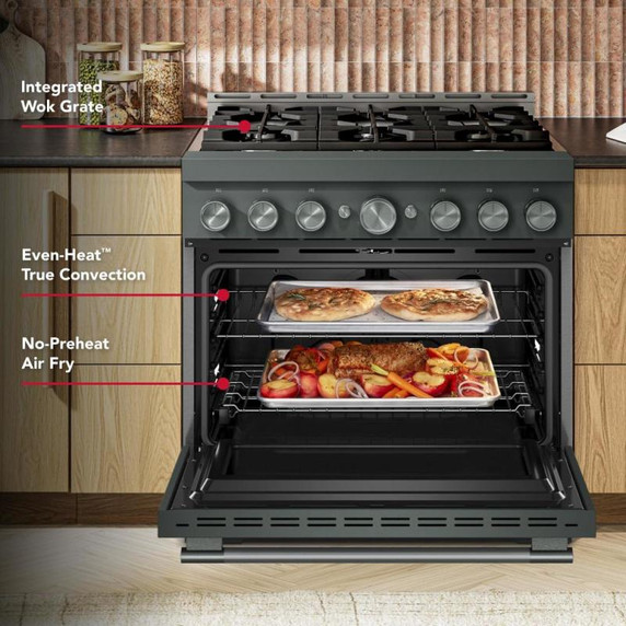 KitchenAid® 36-Inch 6 Burner Commercial-Style Gas Range with No Preheat Air Fry Mode KFGS936SJP