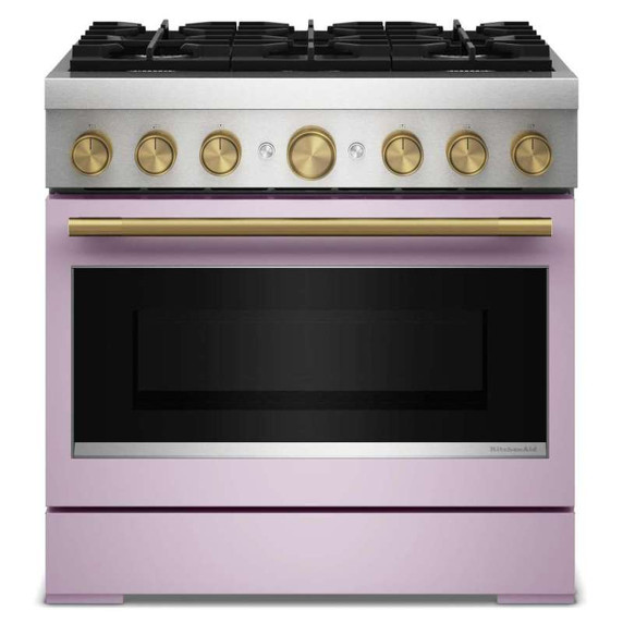 Kitchenaid® 36-Inch 6 Burner Commercial-Style Dual Fuel Range with No Preheat Air Fry Mode KFDS936SWF