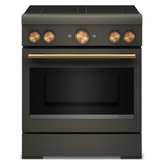 Kitchenaid® 30-Inch 4-Element Induction Freestanding Commercial-Style Range with Air Fry KFIS930SBE