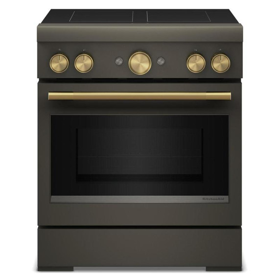 Kitchenaid® 30-Inch 4-Element Induction Freestanding Commercial-Style Range with Air Fry KFIS930SBE