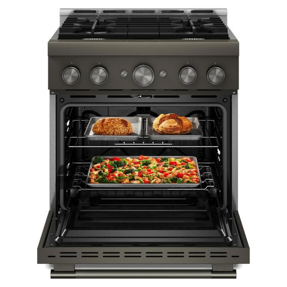 KitchenAid® 30-Inch 4 Burner Commercial-Style Gas Range with No Preheat Air Fry Mode KFGS930SBE