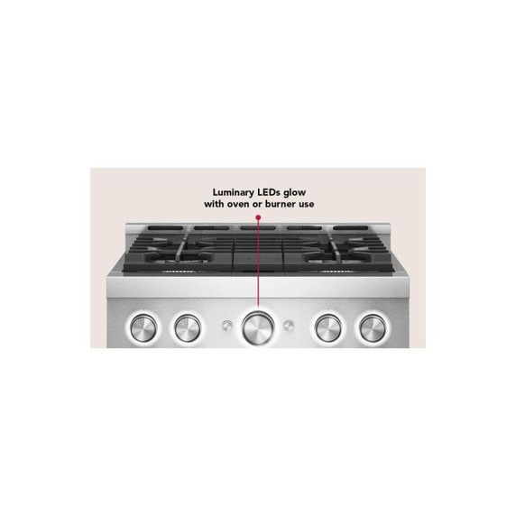 KitchenAid® 30-Inch 4 Burner Commercial-Style Gas Range with No Preheat Air Fry Mode KFGS930SSS