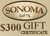 $300 Sonoma Gift Certificate