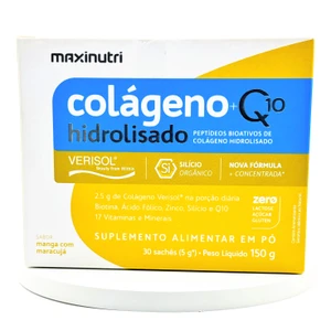 Colágeno Hidrolisado +Q10 Maracuyá | Maxi Nutri | 30 sobres