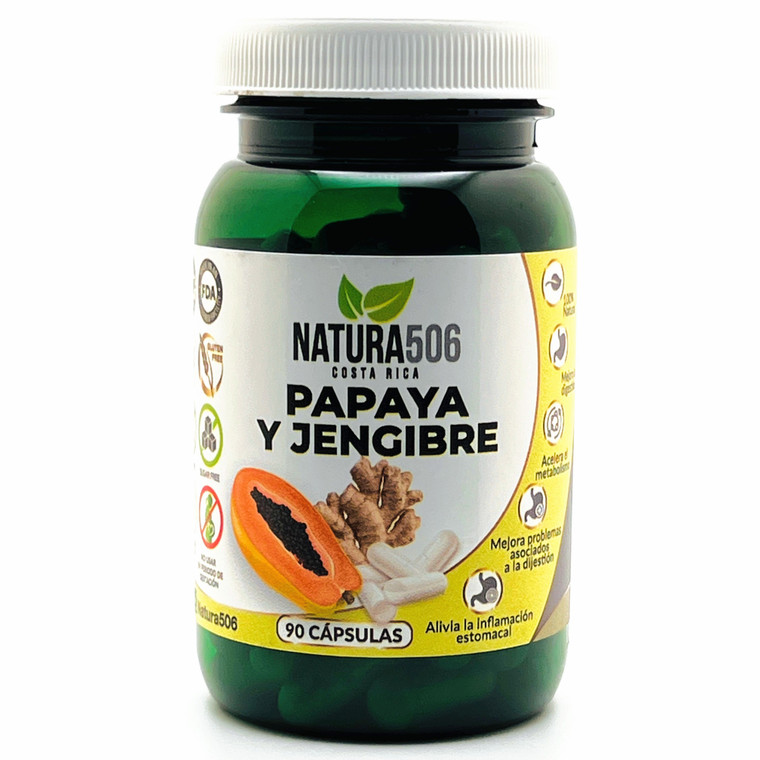 Papaya y Jengibre 500 mg | Natura 506 | 90 Cápsulas