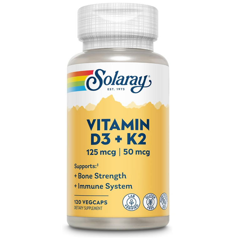 Vitamina D3 y K2 | Solaray | 120 cápsulas