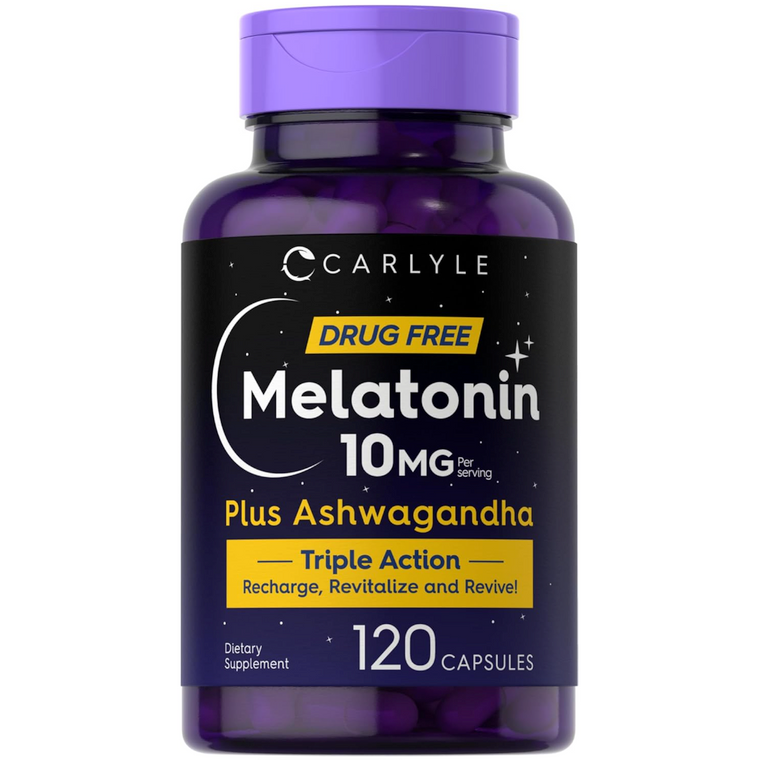 Melatonina 10 mg con Ashwagandha | Carlyle | 120 Cápsulas