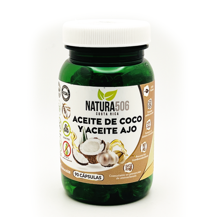Aceite de Coco y Aceite de Ajo | Natura 506 | 90 Cápsulas Aceite de Coco y Aceite de Ajo | Natura 506 | 90 Cápsulas