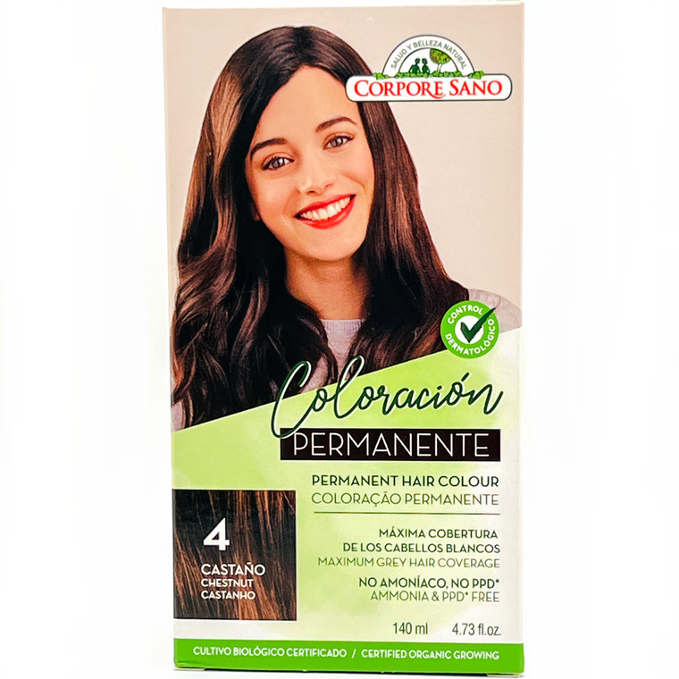 Tinte Natural #4 Castaño Coloración Permanente | Corpore Sano | Sin amoniaco | 140 ml