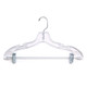 These combo hangers are strong and heavy duty. Flat hanger design to maximize space. Chrome swivel hook. Break resistant sturdy design with notches for straps and plated clips with protector to prevent damage to clothing.