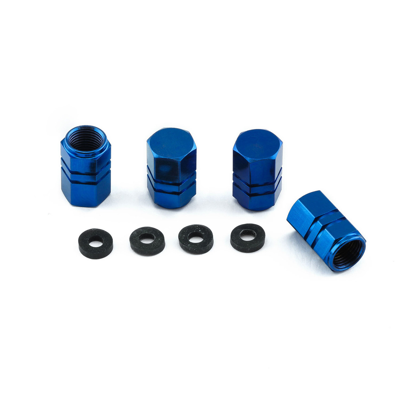 Titanium Dust Cap Hexagon To Fit Schrader Valves Pack x4 | Pro-Bolt