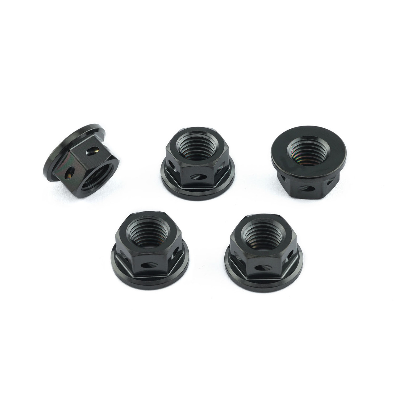 Titanium Sprocket Nuts M10x(1.25mm) Drilled Pack x5 | Pro-Bolt