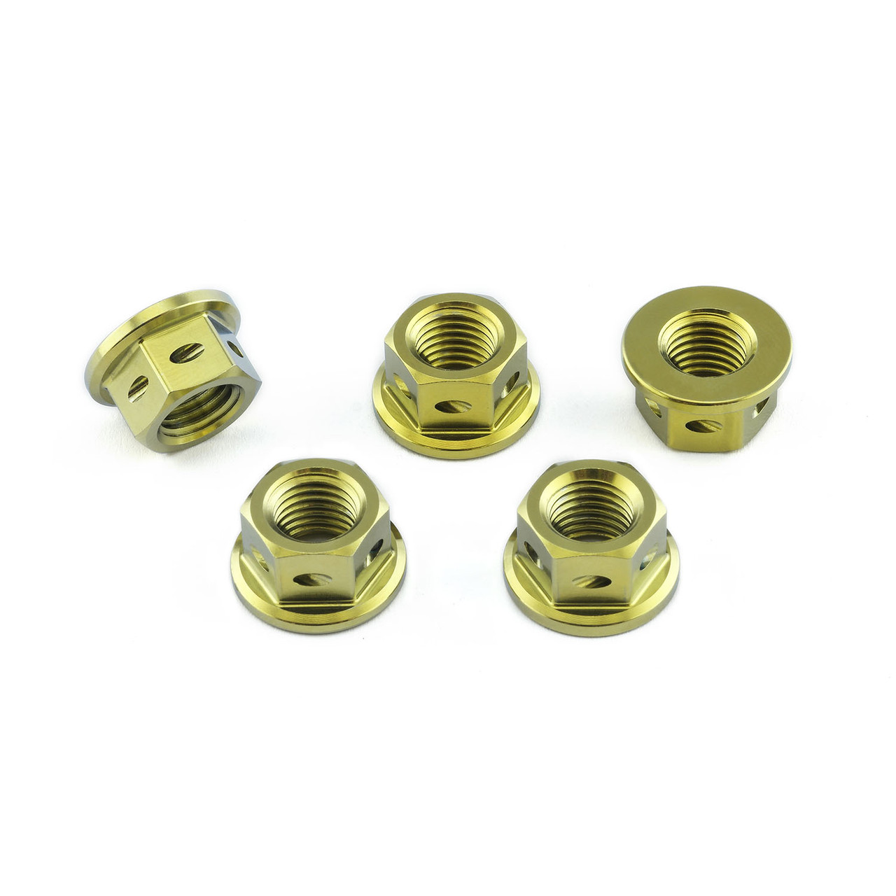 Titanium Sprocket Nuts M10x(1.25mm) Drilled Pack x5 | Pro-Bolt