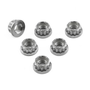 Titanium Sprocket Nuts M10x(1.25mm) Bi-Hex Lock Pack x6 Titanium Sprocket Nuts M10x(1.25mm) Bi-Hex Lock Pack x6