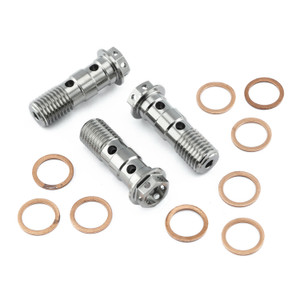 Titanium Banjo Bolt Double M10x(1.25mm) Race Spec Pack x3 Titanium Banjo Bolt Double M10x(1.25mm) Race Spec Pack x3