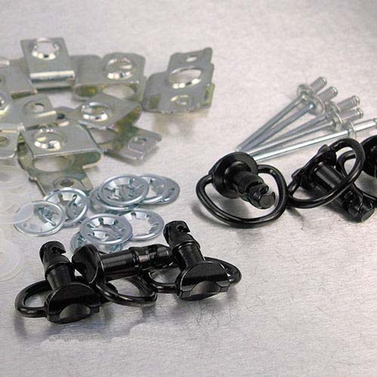 Aluminium Quick Release Stud 17mm D-Ring & CLIP6 Pack x10 Black