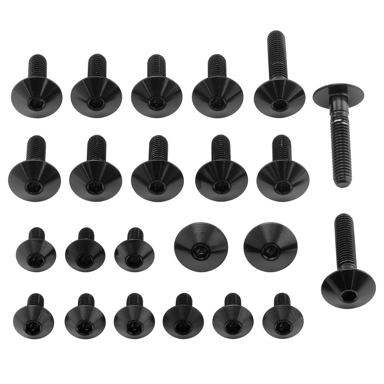 FSFY Fairing Bolt Kit – Black Metal Screws – Fits Yamaha YZF R6