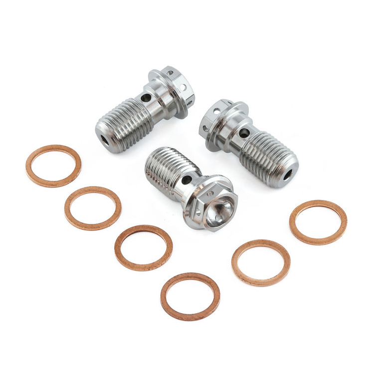 Stainless Steel Banjo Bolt Single M10x(1.00mm) Race Spec Rear Caliper Pack x3 Stainless Steel Banjo Bolt Single M10x(1.00mm) Race Spec Rear Caliper Pack x3