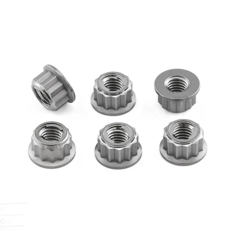 Titanium Sprocket Nuts M8x(1.25mm) Bi-Hex Lock Pack x6