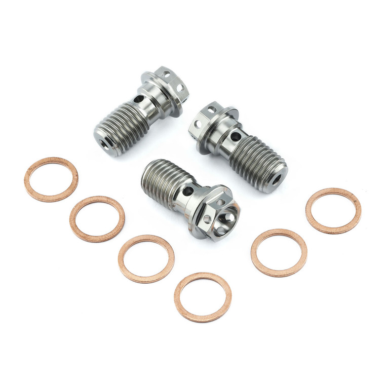Titanium Banjo Bolt Single M10x(1.25mm) Front Brake Caliper Race Spec Pack x3 Titanium Banjo Bolt Single M10x(1.25mm) Front Brake Caliper Race Spec Pack x3