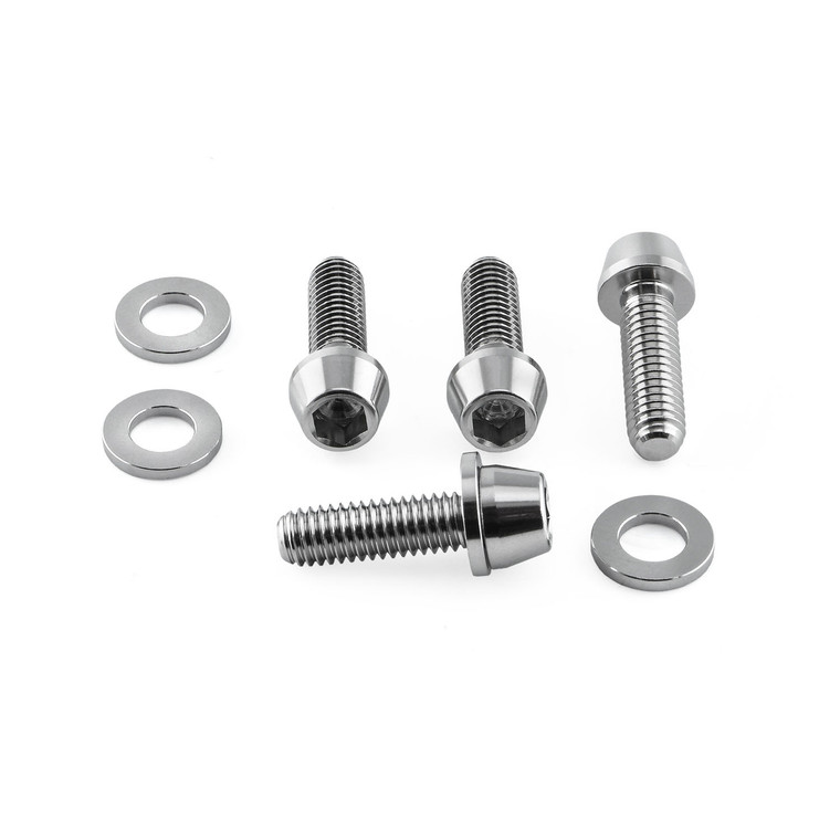 Stainless Steel Cycle Caliper Kit M6x(1.00)x20mm Tapered Socket Cap & Washers Stainless Steel Cycle Caliper Kit M6x(1.00)x20mm Tapered Socket Cap & Washers