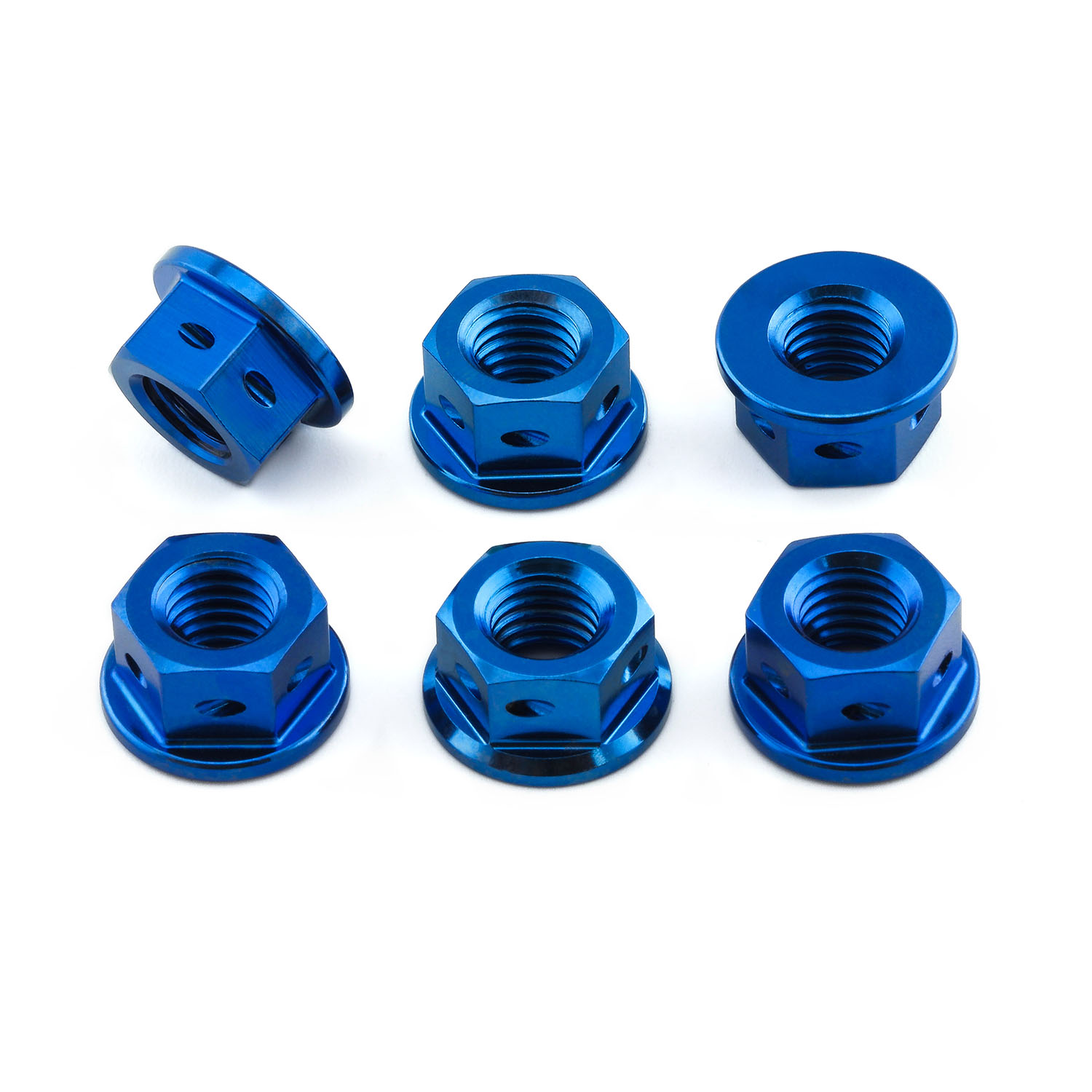 Titanium Sprocket Nuts M8x(1.25mm) Drilled Pack x6 | Pro-Bolt