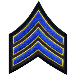 Emblem Enterprises Sgt Chevrons Royal/Med Gold/Black 3" Wide Emblem Enterprises Sgt Chevrons Royal/Med Gold/Black 3" Wide