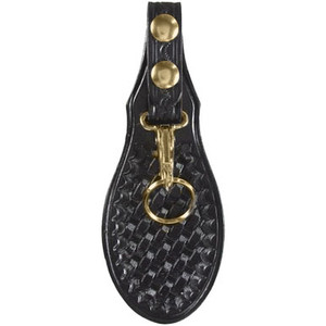Basketweave Leather Single Key Ring Scabbard With Brass Snap Basketweave Leather Single Key Ring Scabbard With Brass Snap