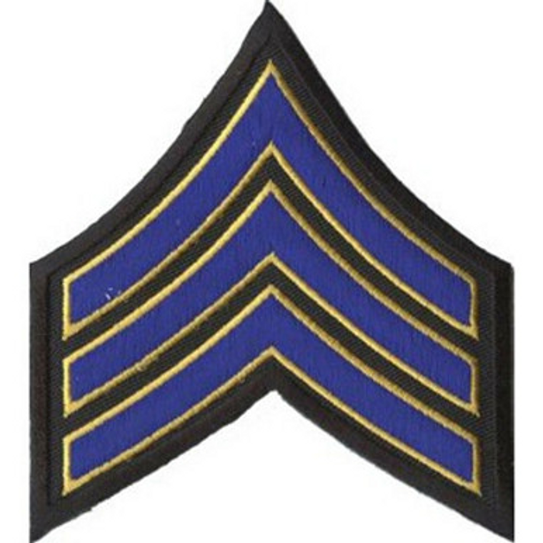 PREMIER EMBLEM Uniform Chevrons 3.5  Royal/Med Gold/Black Sergeant