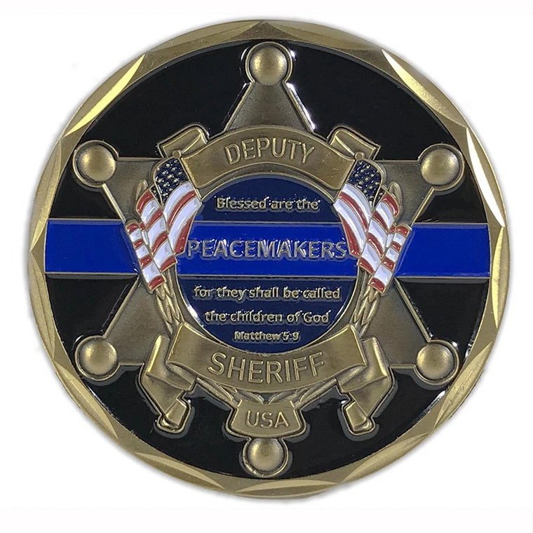 Thin Blue Line Challenge Coin Saint Michael