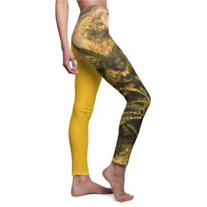 Cannabis Women's Spandex Leggings in Yellow, 6 Sizes