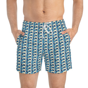Ocean Blue Wave Pattern 3 Swim Trunks