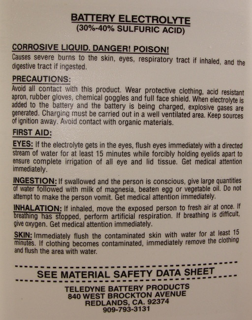Gill 3 Quart Pack Aircraft Battery Electrolyte Fluid at