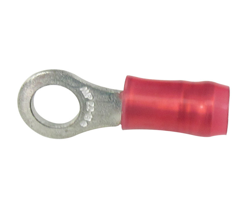 16-14 Awg Nylon Insulated #8 Stud Ring Terminal (100/Pkg