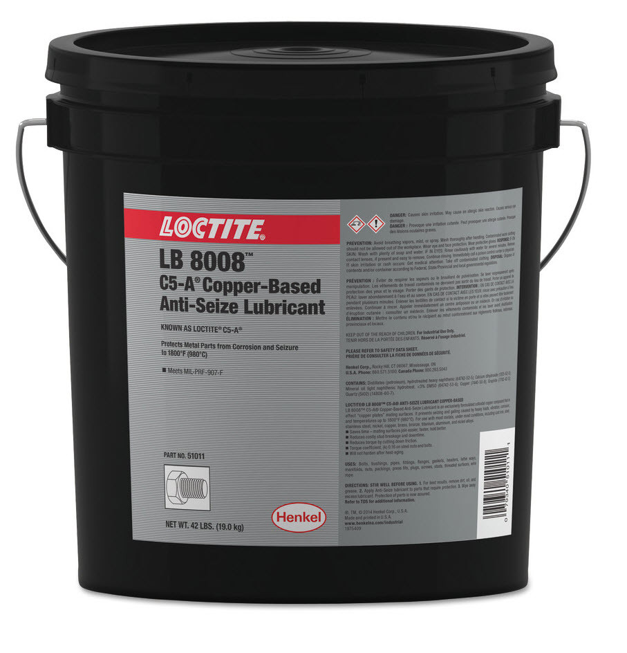 Henkel 51001 LOCTITE LB 8008 C5-A Copper Based Anti-Seize Lubricant - 19.0 Kg (42 lb) Pail at SkyGeek.com Henkel 51001 LOCTITE LB 8008 C5-A Copper Based Anti-Seize Lubricant - 19.0 Kg (42 lb) Pail at SkyGeek.com