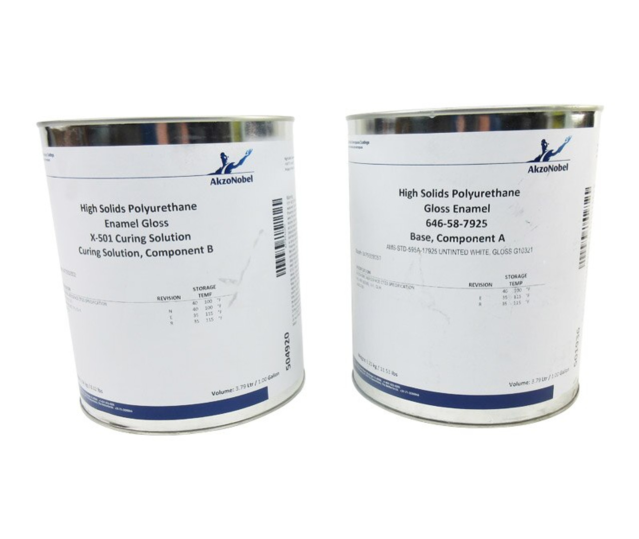 AkzoNobel 646-58-7925/X-501 FS#17925 White MIL-PRF-85285E Type I Class H  Spec Chemical Resistant Military Polyurethane Topcoat - 2-Gallon Kit