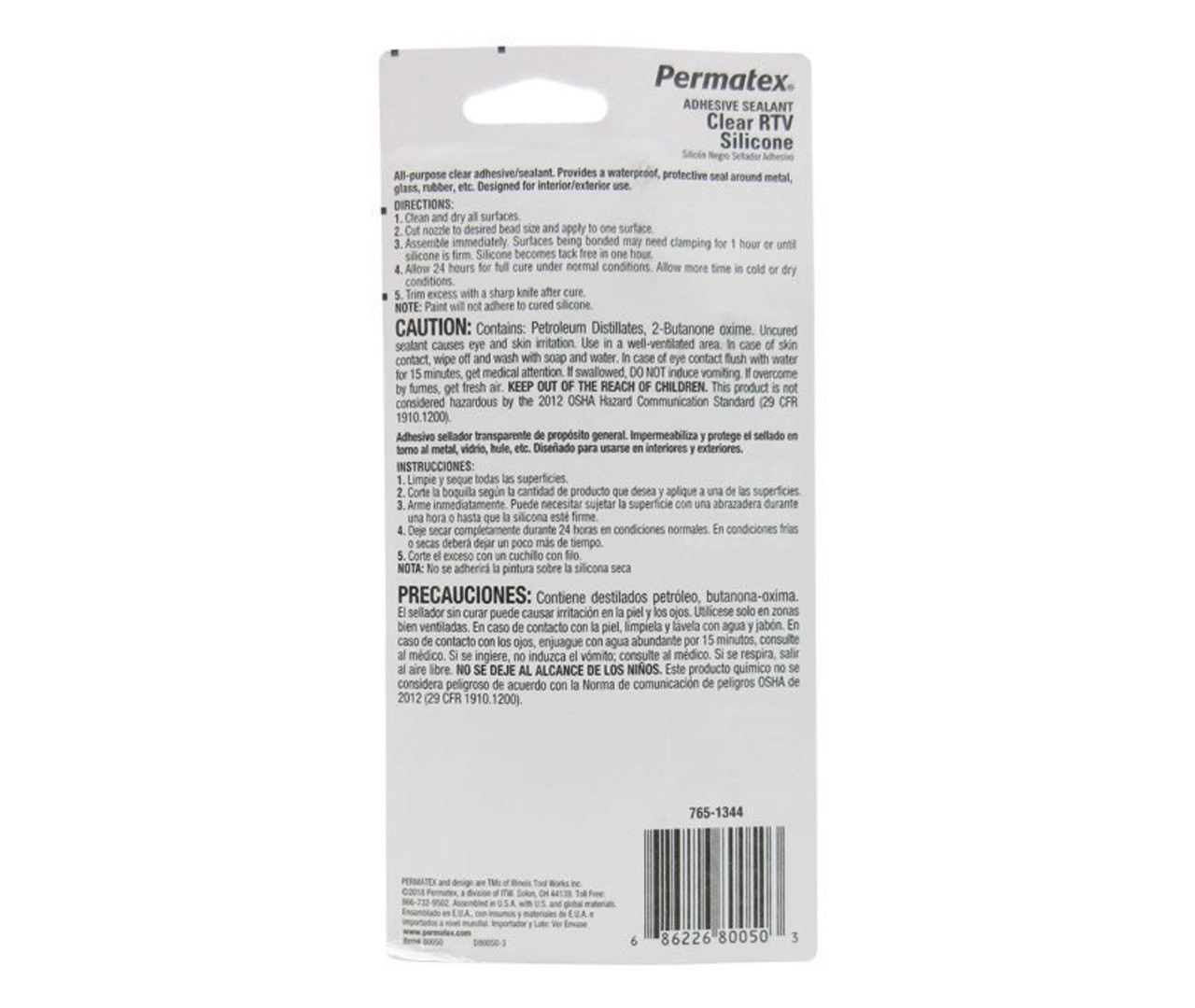Permatex 80050 3 oz Clear Silicone Adhesive Sealant
