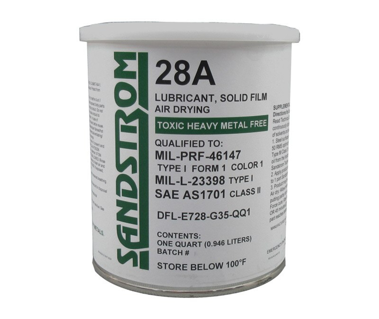 Sandstrom 28A Solid Film Lubricant - Gray - Quart Can