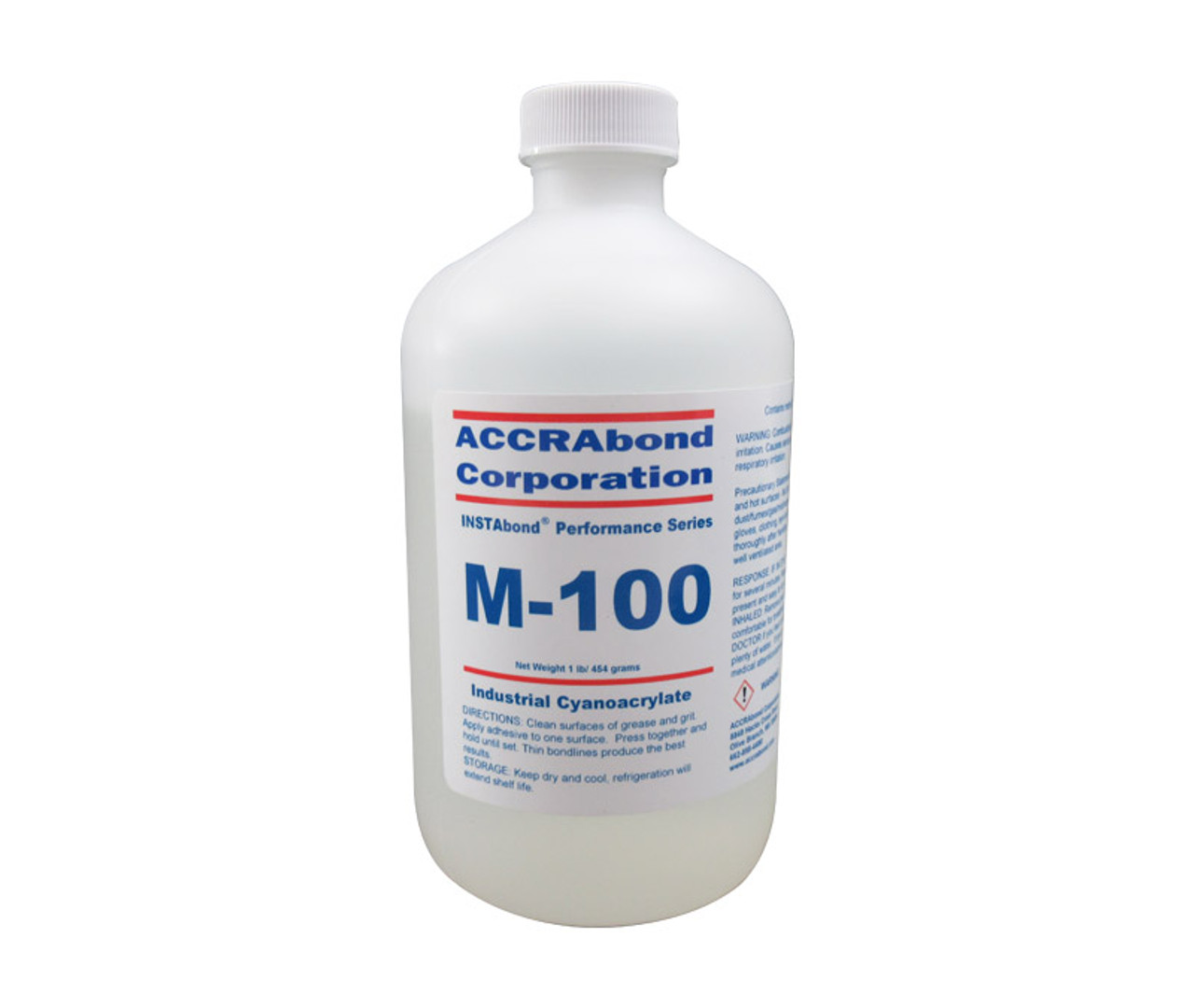 INSTAbond M-100 Clear A-A-3097 Type 1 Class 2 Cyanoacrylate Adhesive - 16  oz Bottle at