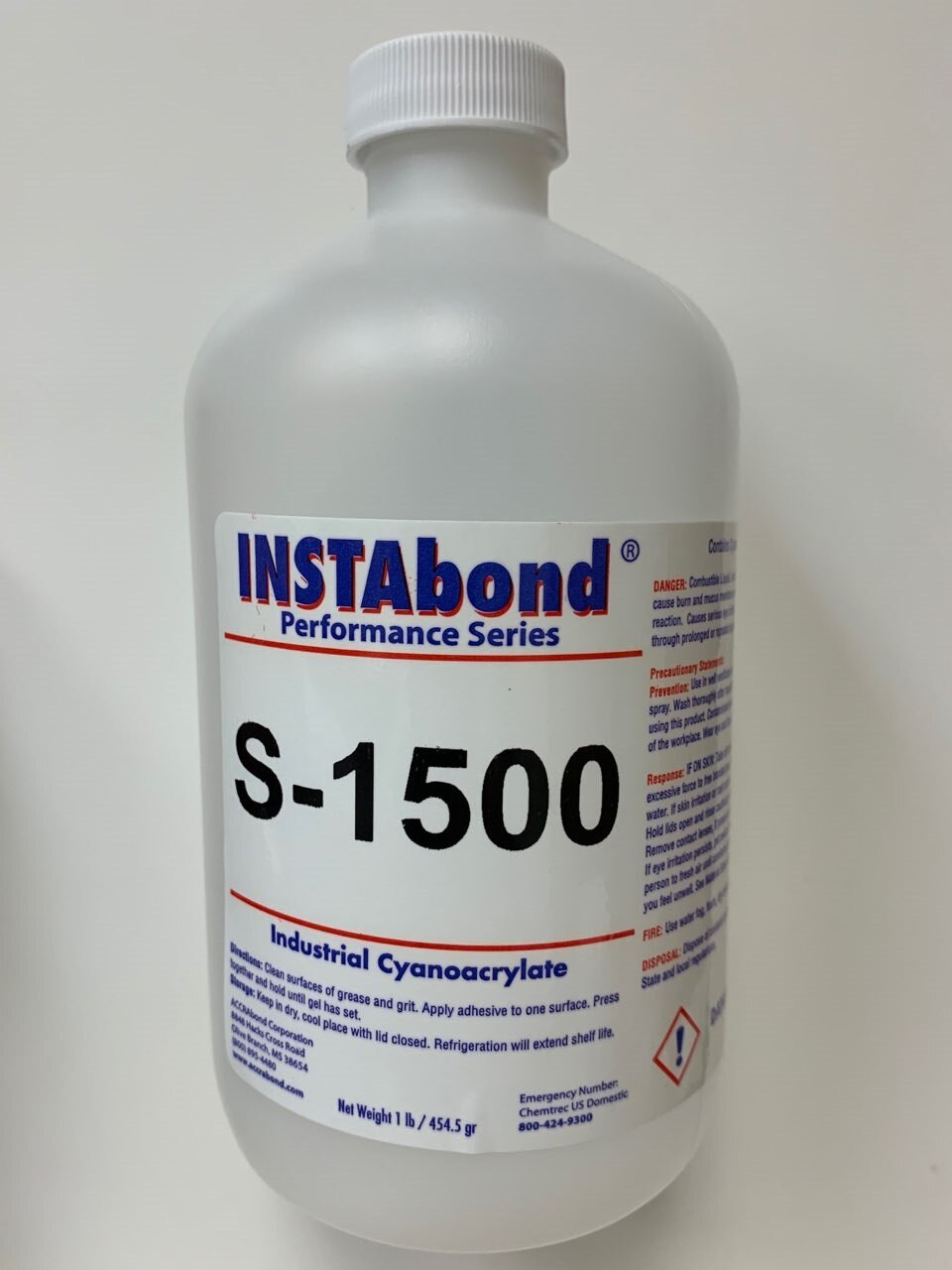 INSTAbond S-1500 Clear A-A-3097 Type 2 Class 3 Cyanoacrylate
