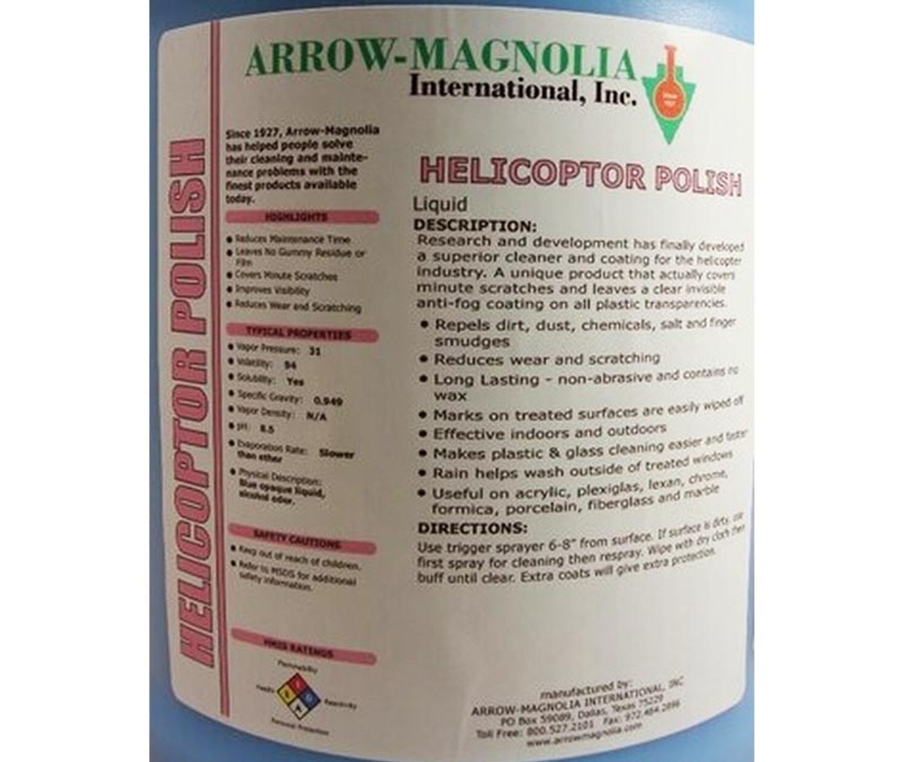 Arrow Magnolia - Helicopter Polish Plexiglass Cleaner, Liquid,1G – Pilots  HQ LLC.