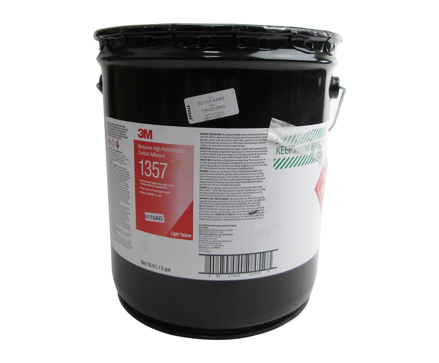 3M 02120064963 ScotchWeld 1357 Light Yellow Neoprene High Performance