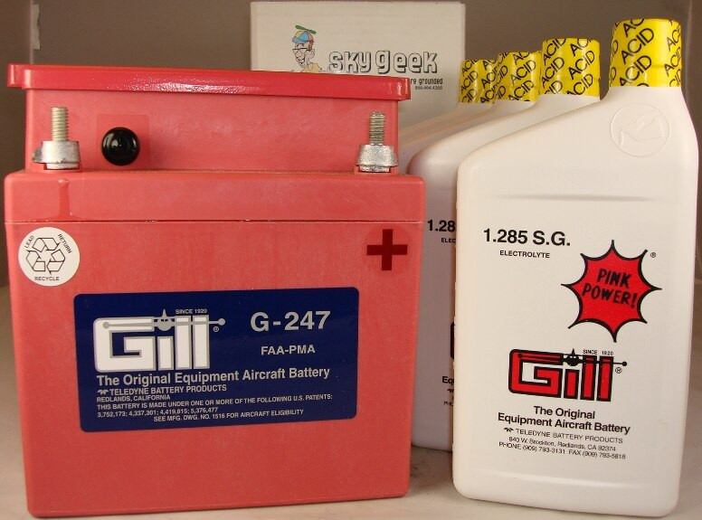 Gill G247 Aircraft Battery with Acid at