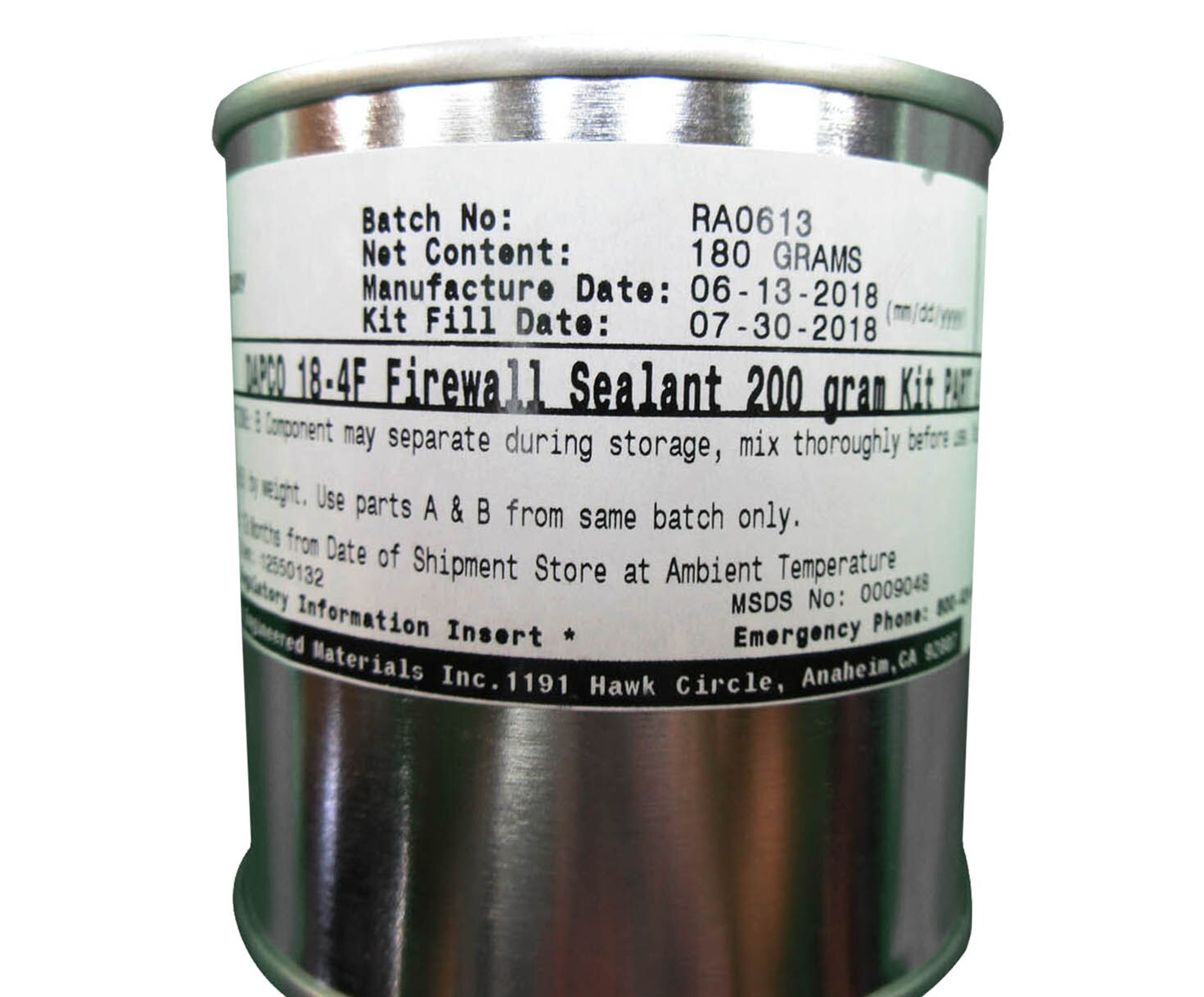 DAPCO 184F Green BMS 563 Type 1 B4 Spec Silicone Firewall Sealant