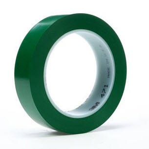 3M™ 021200-03143 Green 471 Vinyl 5.2 Mil Tape - 1/2" x 36 Yard Roll - 72/Case