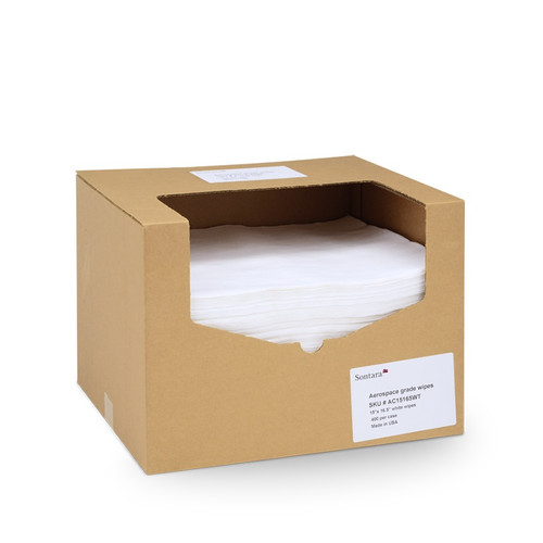 Sontara® AC 15165 WT White 15" x 16.5" Aerospace Grade Wipes - 400 Flat Sheet Box - 16/Case