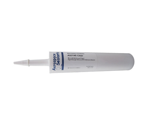 Aerospace Sealants AS3145 FAA-PMA Clear Silicone Adhesive Sealant - 10.3 oz Cartridge - 12/Case