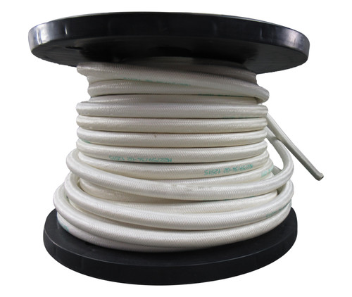 Military Specification M22759/34-00-9 White 00 AWG PTFE Tapes/Coated Fiberglass Braid Wire - 75-Ft/Roll