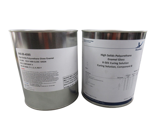 AkzoNobel 646-58-4090/X-501 FS#14090 Green MIL-PRF-85285E Type I Class H Spec Chemical Resistant Military Polyurethane Topcoat - 2 Gallon Kit