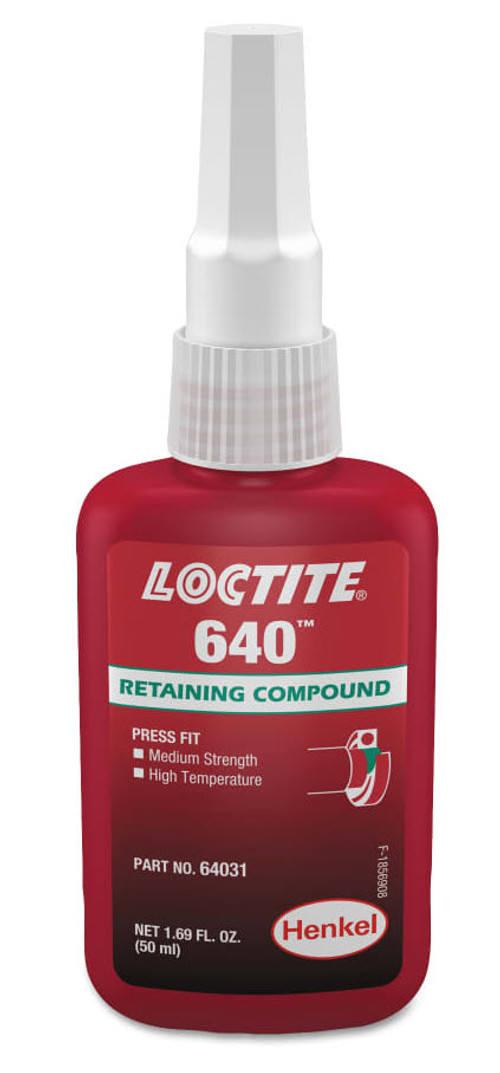 Henkel 64031 LOCTITE® 640™ Green High-Strength Press Fit Retaining Compound - 50 mL (1.69 oz) Bottle